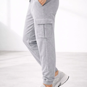 Erkek Jogger Eşofman Altı Kargo Cepli Lastikli Paça Spor Pantolon - Gri