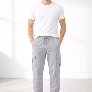 Erkek Jogger Eşofman Altı Kargo Cepli Lastikli Paça Spor Pantolon - Gri