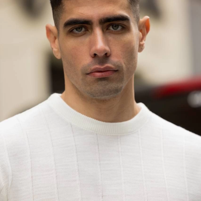 Erkek Kısa Kol Bisikilet Yaka Triko T-Shirt - Beyaz