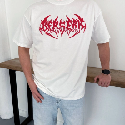 Erkek Kısa Kol Yazlık Tişört Bisiklet Yaka Baskılı Oversize T-Shirt - Beyaz