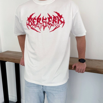 Erkek Kısa Kol Yazlık Tişört Bisiklet Yaka Baskılı Oversize T-Shirt - Beyaz