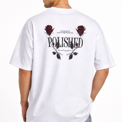 Erkek Kısa Kol Yazlık Tişört Bisiklet Yaka Baskılı Oversize T-Shirt - Beyaz