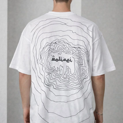 Erkek Kısa Kol Yazlık Tişört Bisiklet Yaka Baskılı Oversize T-Shirt - Beyaz