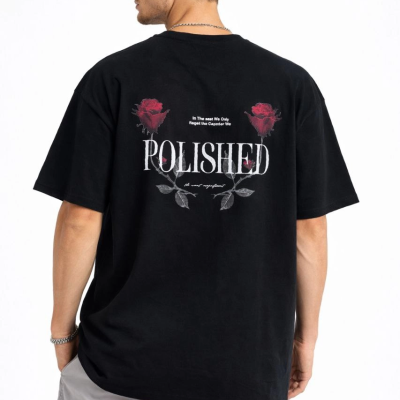 Erkek Kısa Kol Yazlık Tişört Bisiklet Yaka Baskılı Oversize T-Shirt - Siyah