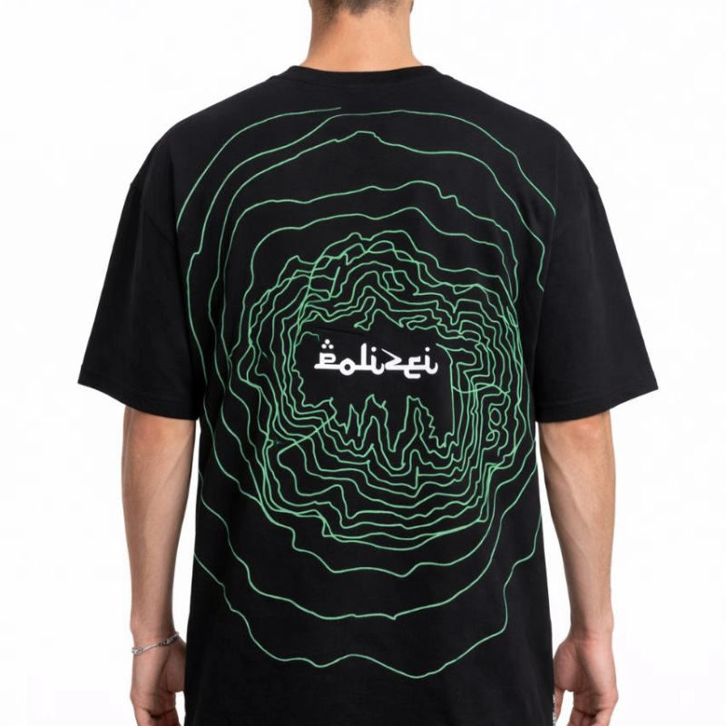 Erkek Kısa Kol Yazlık Tişört Bisiklet Yaka Baskılı Oversize T-Shirt - Siyah