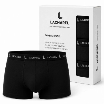 Erkek Likralı Pamuklu Nefes Alan Penye Boxer3'Lü Paket - Siyah & Gri & Lacivert