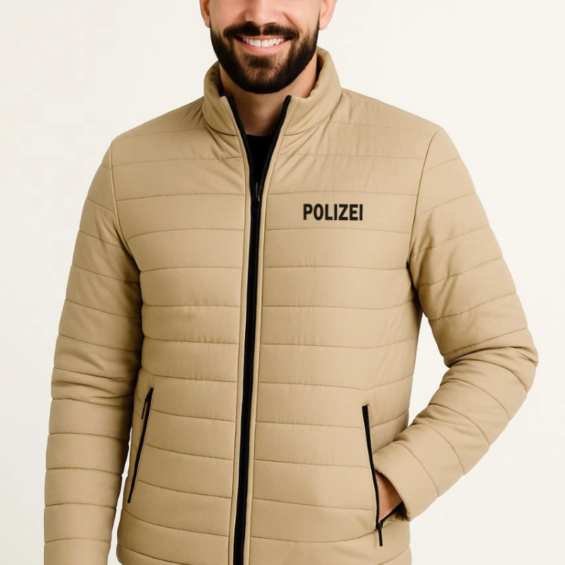 Erkek Mikro Su İtici Kapitone Baskılı Astarlı Fermuarlı Bomber Mont - Bej