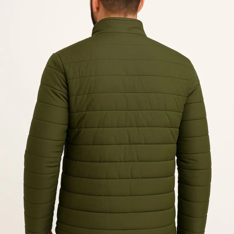 Erkek Mikro Su İtici Kapitone Baskılı Astarlı Fermuarlı Bomber Mont - Haki