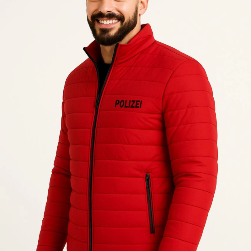 Erkek Mikro Su İtici Kapitone Baskılı Astarlı Fermuarlı Bomber Mont - Kırmızı