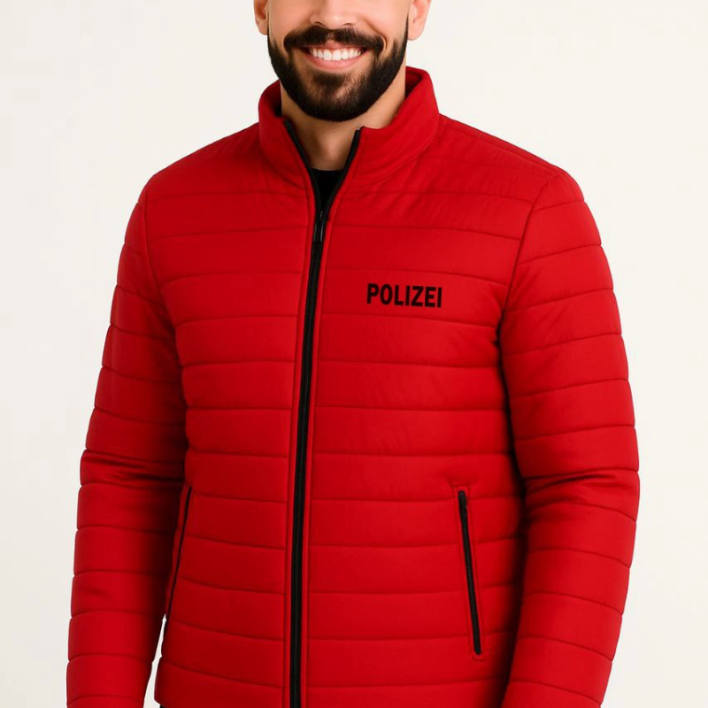 Erkek Mikro Su İtici Kapitone Baskılı Astarlı Fermuarlı Bomber Mont - Kırmızı