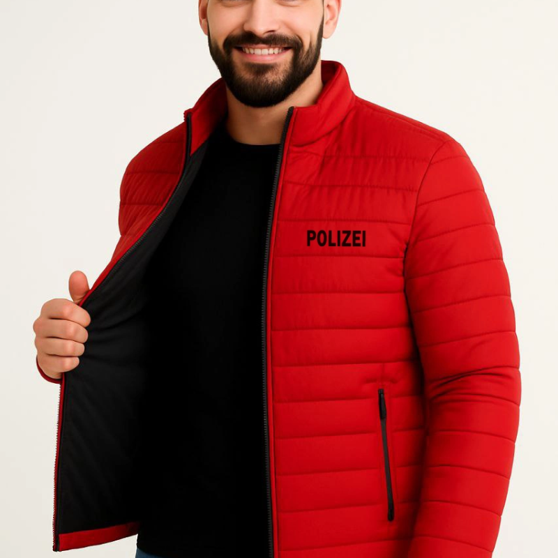 Erkek Mikro Su İtici Kapitone Baskılı Astarlı Fermuarlı Bomber Mont - Kırmızı