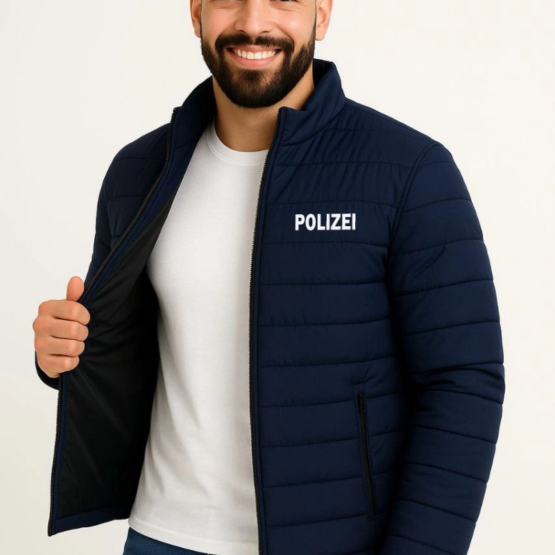 Erkek Mikro Su İtici Kapitone Baskılı Astarlı Fermuarlı Bomber Mont - Lacivert