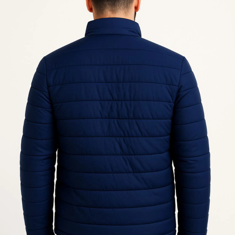 Erkek Mikro Su İtici Kapitone Baskılı Astarlı Fermuarlı Bomber Mont - Lacivert