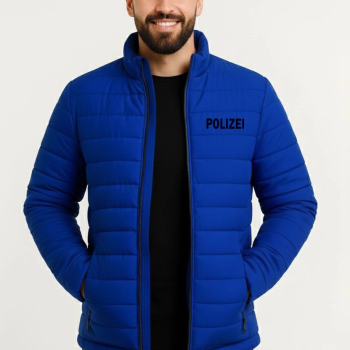 Erkek Mikro Su İtici Kapitone Baskılı Astarlı Fermuarlı Bomber Mont - Saks Mavisi