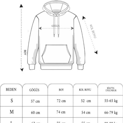 Erkek Nakışlı Kapüşonlu Oversize 3 İplik Pamuklu SweatShirt Hoodie - Füme