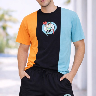 Erkek Nakışlı Tişört Şort İkili Takım Oversize Yazlık Kombin - Çok Renkli