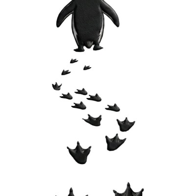 Erkek Nihilist Penguen Baskılı 3 İplik Pamuklu Kapüşonlu Sweatshirt Hoodie Beyaz