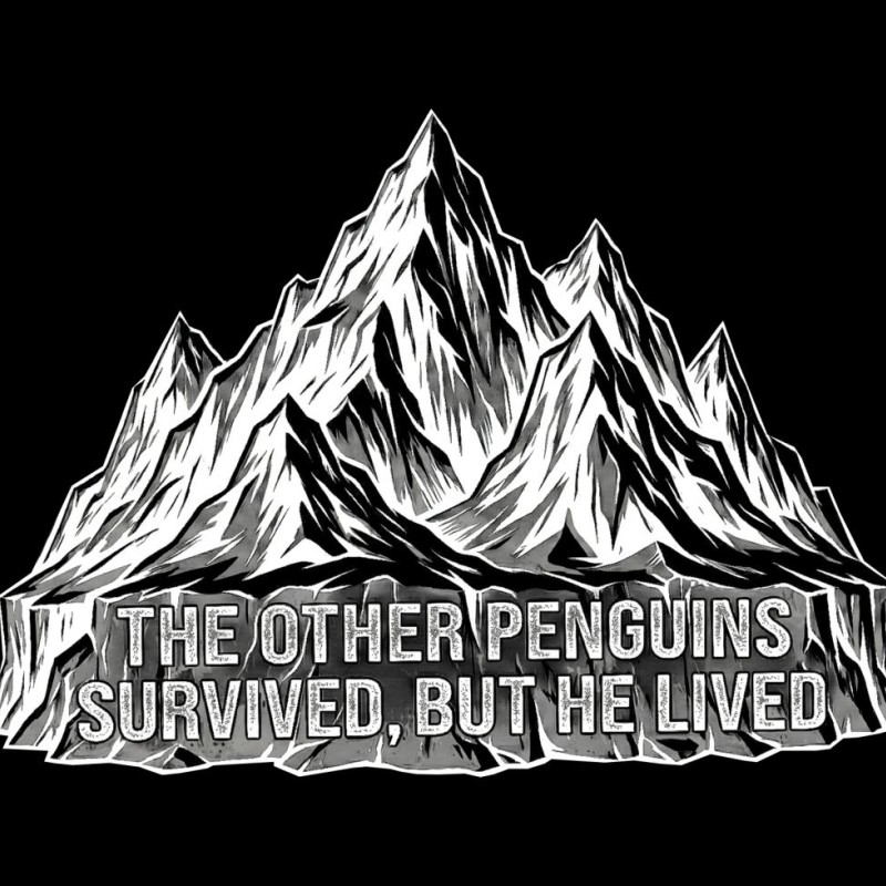 Erkek Nihilist Penguen Baskılı 3 İplik Pamuklu Kapüşonlu Sweatshirt Hoodie Siyah