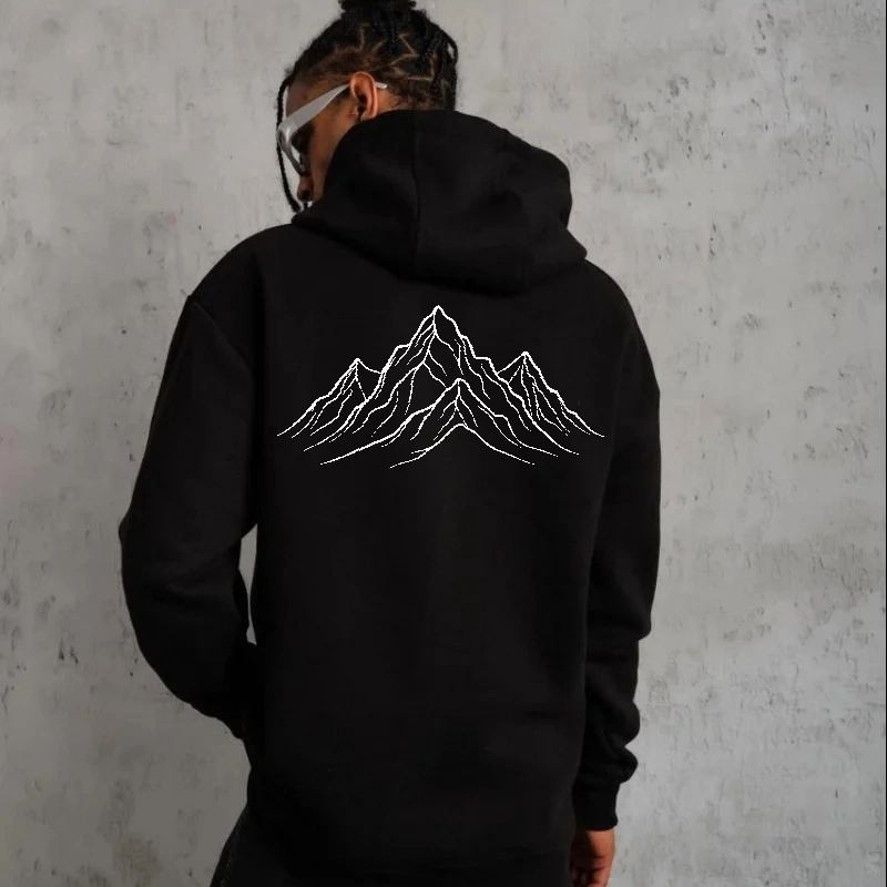 Erkek Nihilist Penguen Baskılı 3 İplik Pamuklu Kapüşonlu Sweatshirt Hoodie Siyah
