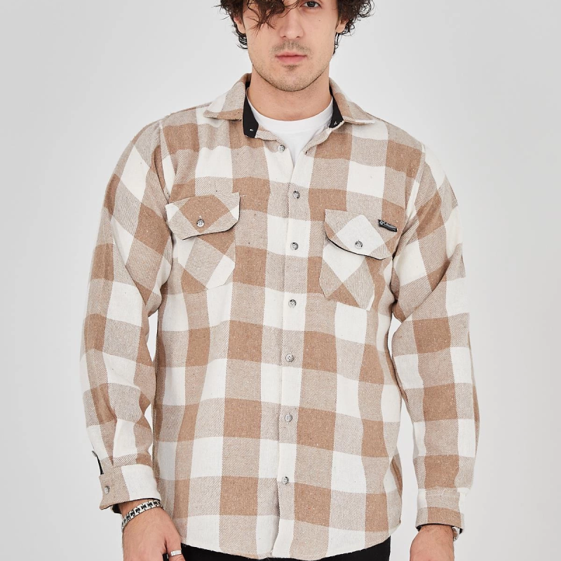 Erkek Oduncu Gömlek - Bej