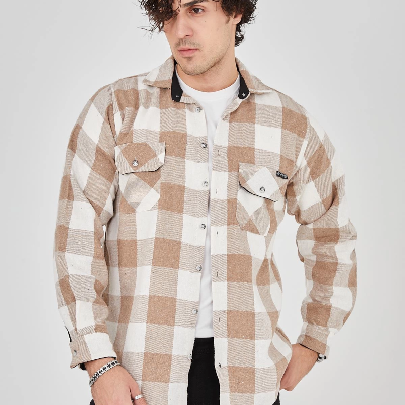 Erkek Oduncu Gömlek - Bej