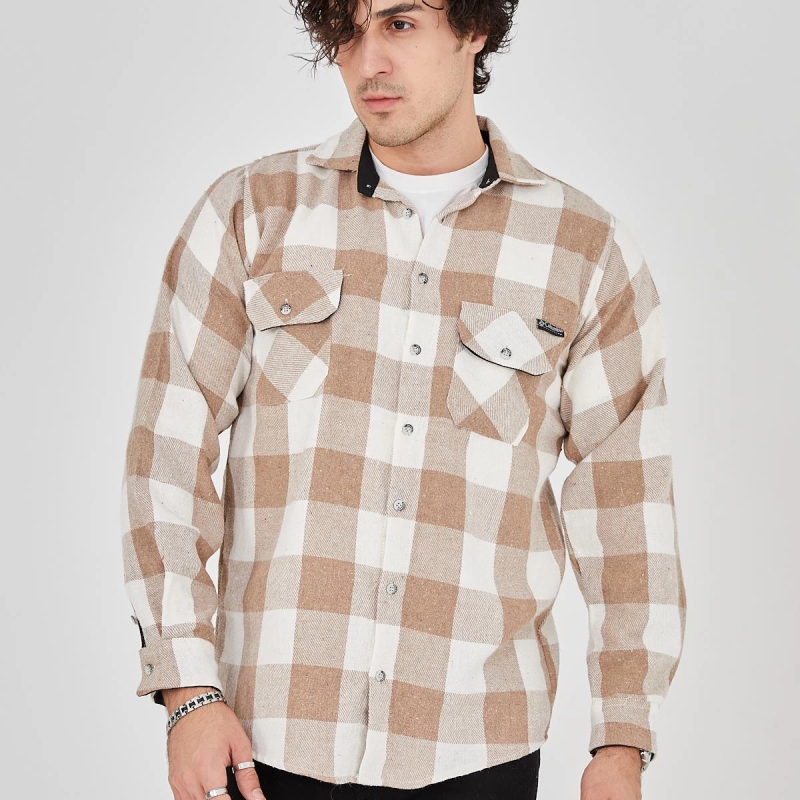 Erkek Oduncu Gömlek - Bej