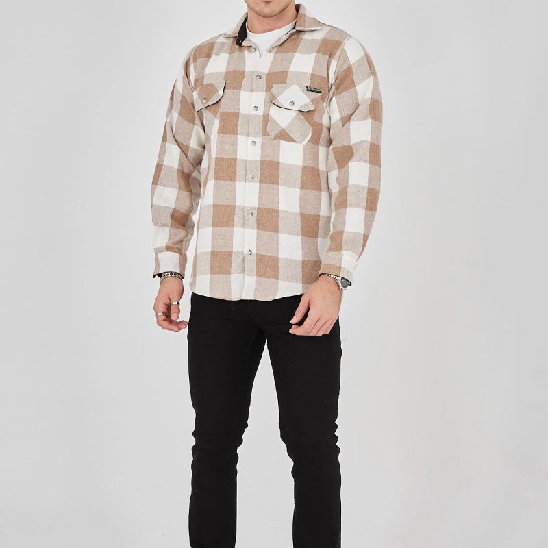 Erkek Oduncu Gömlek - Bej