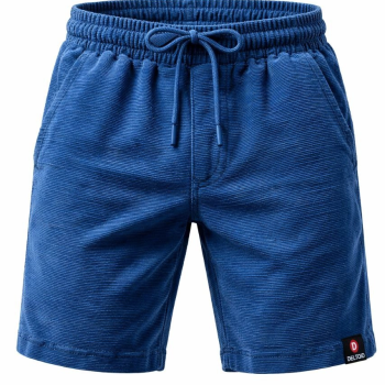 Erkek otoban Dokuma Kumaş Beli Lastikli, Cepli, Yazlık Şort - İndigo