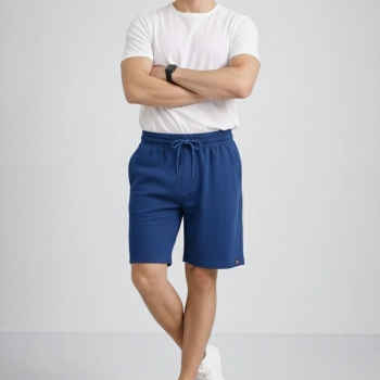 Erkek otoban Dokuma Kumaş Beli Lastikli, Cepli, Yazlık Şort - İndigo