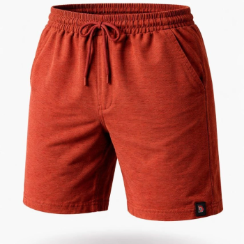 Erkek otoban Dokuma Kumaş Beli Lastikli, Cepli, Yazlık Şort - Turuncu