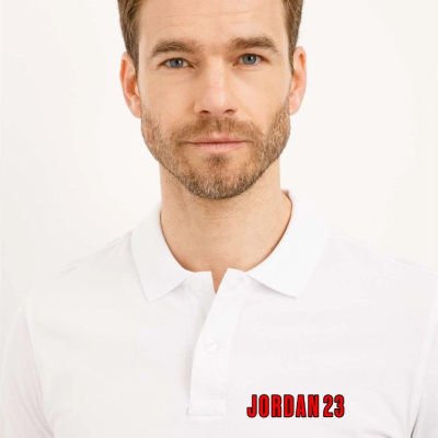 Erkek Pike Polo Yaka Tişört Düğmeli Baskılı T-Shirt - Beyaz