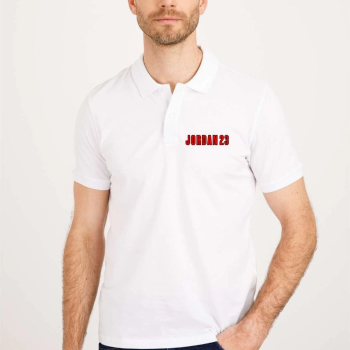 Erkek Pike Polo Yaka Tişört Düğmeli Baskılı T-Shirt - Beyaz