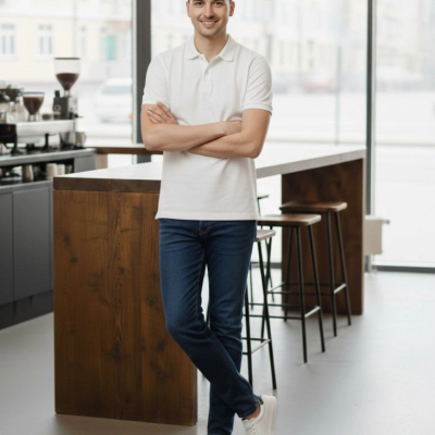 Erkek Polo Yaka Düğmeli Pike Kumaş Tişört Regular Fit Kısa Kol T-Shirt - Beyaz