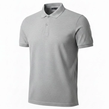 Erkek Polo Yaka Düğmeli Pike Kumaş Tişört Regular Fit Kısa Kol T-Shirt - Gri