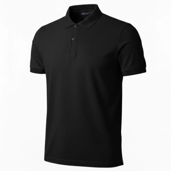 Erkek Polo Yaka Düğmeli Pike Kumaş Tişört Regular Fit Kısa Kol T-Shirt - Siyah