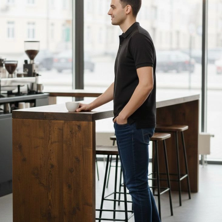 Erkek Polo Yaka Düğmeli Pike Kumaş Tişört Regular Fit Kısa Kol T-Shirt - Siyah