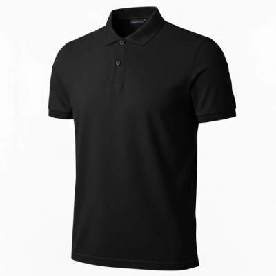 Erkek Polo Yaka Düğmeli Pike Kumaş Tişört Regular Fit Kısa Kol T-Shirt - Siyah