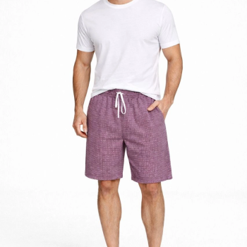 Erkek Pötikareli Beli Lastikli ,Cepli Yazlık Şort - Gül Kurusu