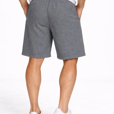 Erkek Pötikareli Şort – Beli Lastikli Bağcıklı, Cepli, Yazlık Şort - Füme