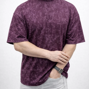Erkek Premium Tişört OSY Yumuşak Dokulu Yıkamalı Oversize T-Shirt - Bordo