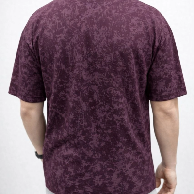 Erkek Premium Tişört OSY Yumuşak Dokulu Yıkamalı Oversize T-Shirt - Bordo