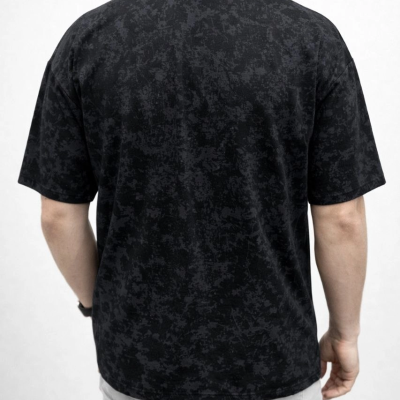 Erkek Premium Tişört OSY Yumuşak Dokulu Yıkamalı Oversize T-Shirt - Siyah