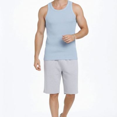 Erkek Spor Fitilli Kaşkorse Arka Basklı Atlet 3'lü Set Mint Yeşili-Pembe-Bebek Mavisi