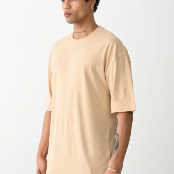 Erkek Tişört Düz Basic Penye Yazlık Bisiklet Yaka Kısa Kol T-Shirt - Bej