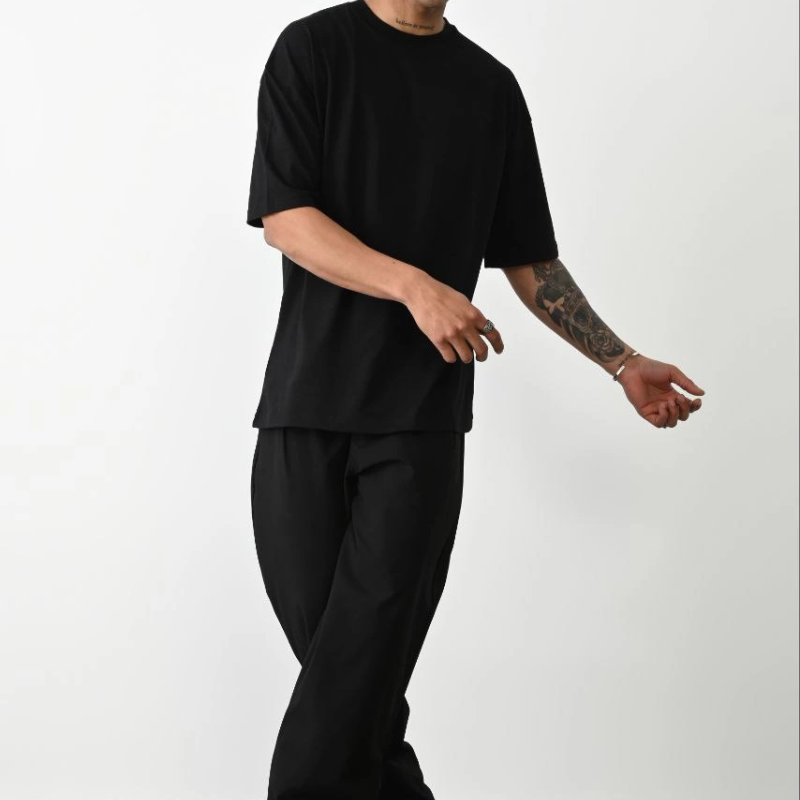 Erkek Tişört Düz Basic Penye Yazlık Bisiklet Yaka Kısa Kol T-Shirt - Siyah