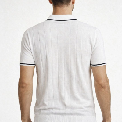 Erkek Triko Tişört Fermuarlı Polo Yaka Kısa Kol T-Shirt 3’lü Set Beyaz-Haki-Siyah