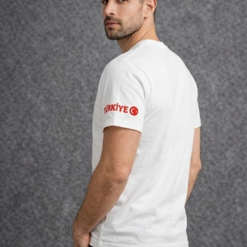 Erkek TÜRKİYE Ay Yıldız Baskılı 10 Numara Forma Tişört Taraftar T-Shirt - Beyaz