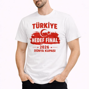 Erkek TÜRKİYE Baskılı Tişört Ay Yıldız 2026 Dünya Kupası Taraftar Forma T-Shirt - Beyaz
