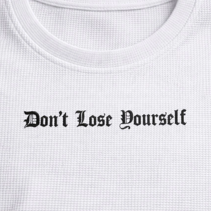 Erkek Wafıl Kumaş Tişört Regular Kalıp Bisiklet Yaka Baskılı T-Shirt - Beyaz