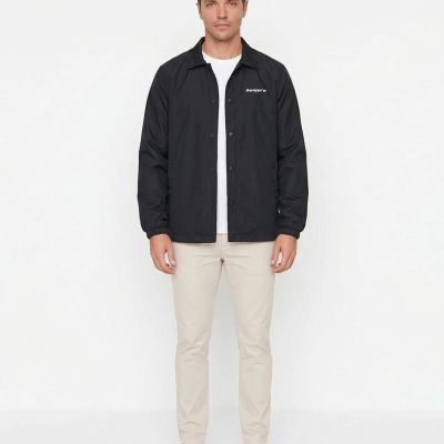 Erkek Yağmur İtici İç Astarlı Çıtçıtlı İç Cepli Dış Cepli Mevsimlik Ceket - Siyah